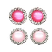 2 Paar-Clip oorbellen-1.5 cm-Kunststof- midden roze- licht roze- Charme Bijoux