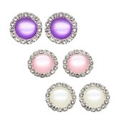 3 Paar clip oorbellen-Paars-licht Roze-Wit- 1.5 cm-Charme Bijoux