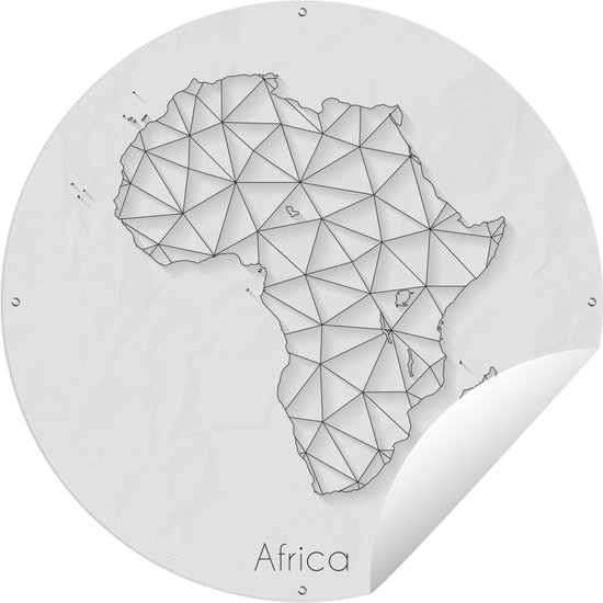 Tuincirkel Kaart - Afrika - Line Art - 90x90 cm - Ronde Tuinposter - Buiten