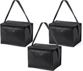 Koeltas - 5x - klein - lunch / blikjes - zwart - 21 x 15 x 15 cm - draagriem - 4 liter inhoud
