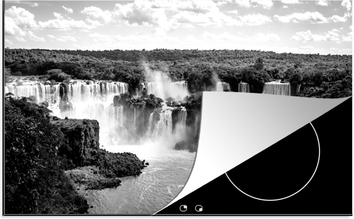 KitchenYeah® Inductie beschermer 89.6x51.6 cm - Waterval in Brazilië - zwart wit - Kookplaataccessoires - Afdekplaat voor kookplaat - Inductiebeschermer - Inductiemat - Inductieplaat mat