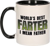 Worlds best farter gift cup / mug - noir avec blanc - papa / anniversaire / fête des Vaderdag
