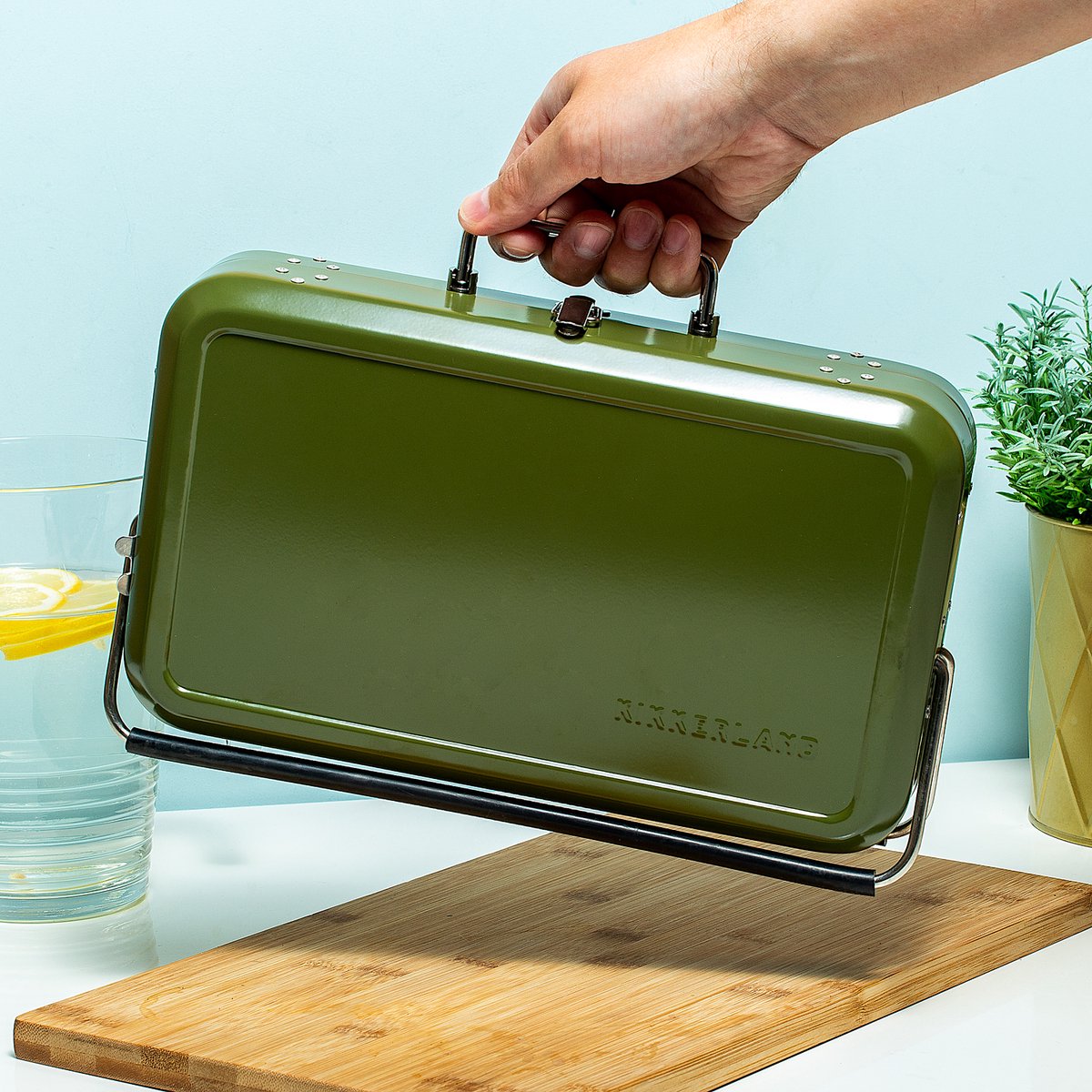 Charmline 51 x 35 cm, opvouwbare draagbare houtskoolgrill, compacte draagbare grill voor buiten, BBQ grill voor camping, picknicks, tuinen en strandfeesten, groen
