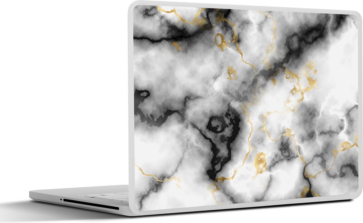 Laptop sticker - 14 inch - Agaat - Goud - Marmer print - Edelstenen - 32x5x23x5cm - Laptopstickers - Laptop skin - Cover