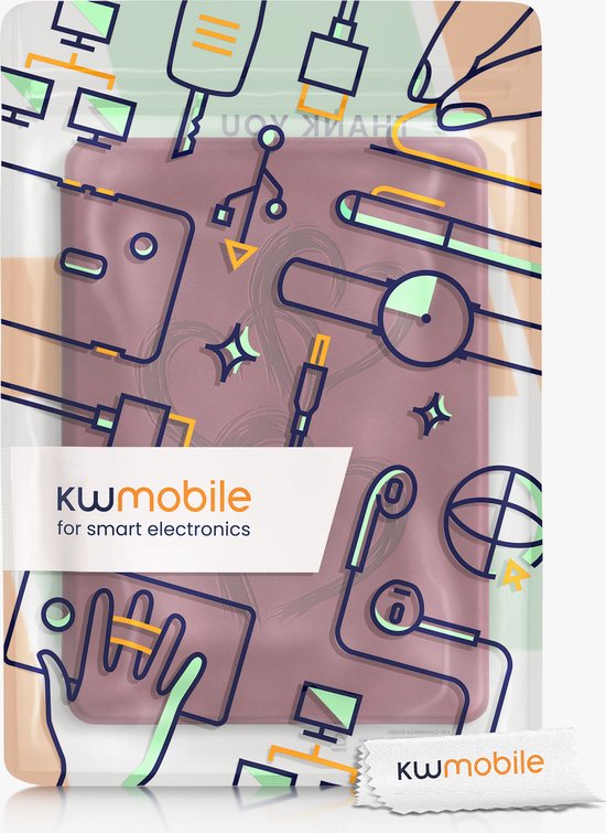 kwmobile e-reader hoesje geschikt voor Amazon Kindle Paperwhite 11. Generation 2021 hoes - Ereader flip case met standaard - Kunstleren e reader cover - Abstract hart design in donkerrood — afbeelding 4