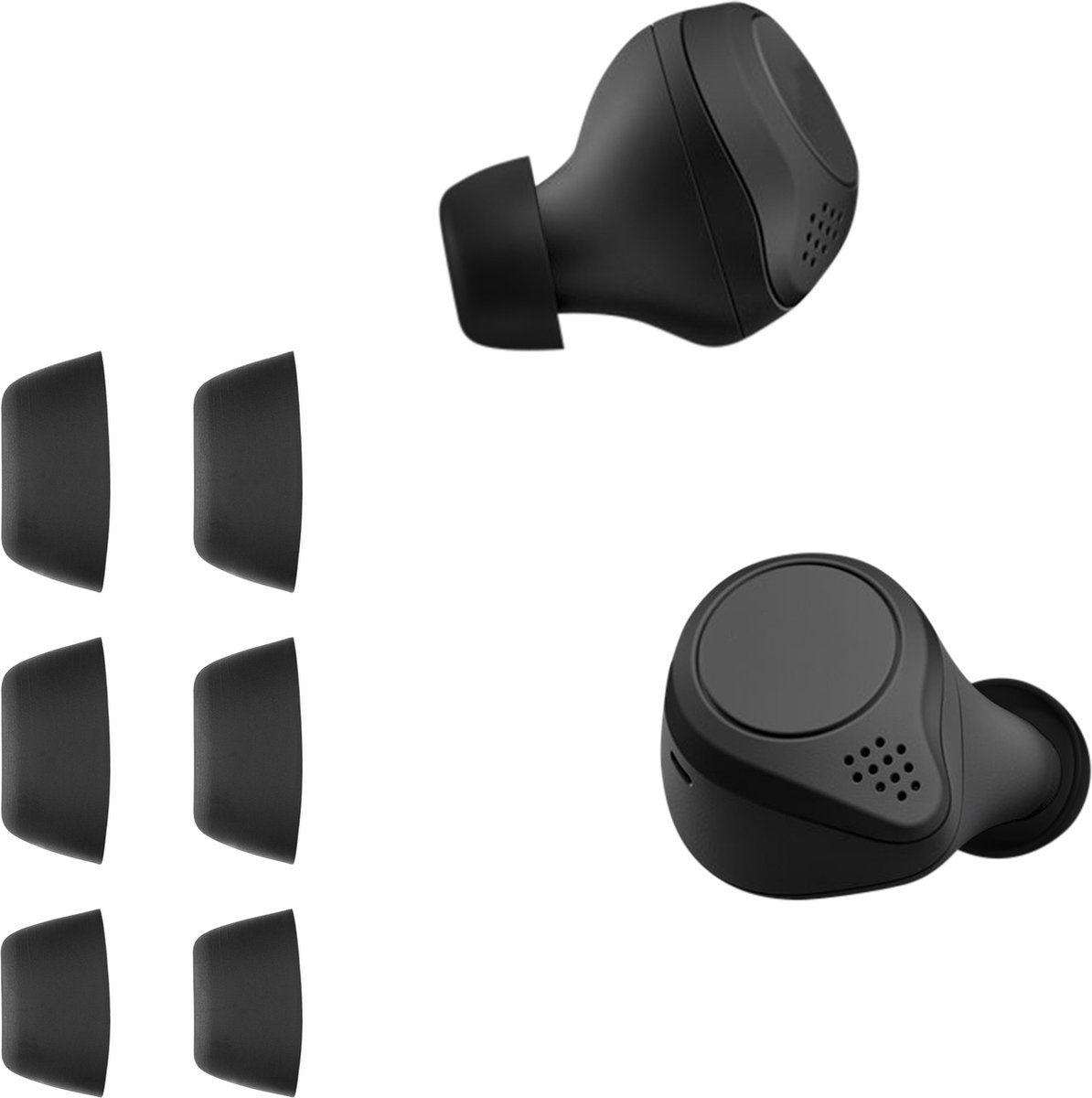 kwmobile 6x cover voor in-ear oortjes geschikt voor Jabra Elite 7 Pro / Elite 7 Active - Vervangende oordopjes van siliconen in zwart - 3 maten – foto 3