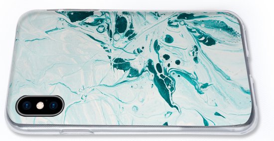 Coque pour iPhone Xs - Imprimé marbré - Peinture à l'huile - Blauw - Coque en Siliconen téléphone -