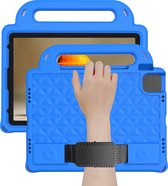 Tablet hoes geschikt voor iPad Air 10.9 (2022/2020) - Schokbestendige case met handvaten - Diamond Kids Cover met schouderriem - Blauw