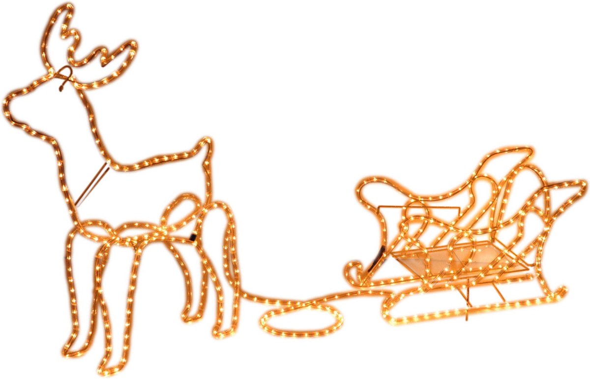 Kerstverlichting figuur rendier met slee 136 cm voor buiten
