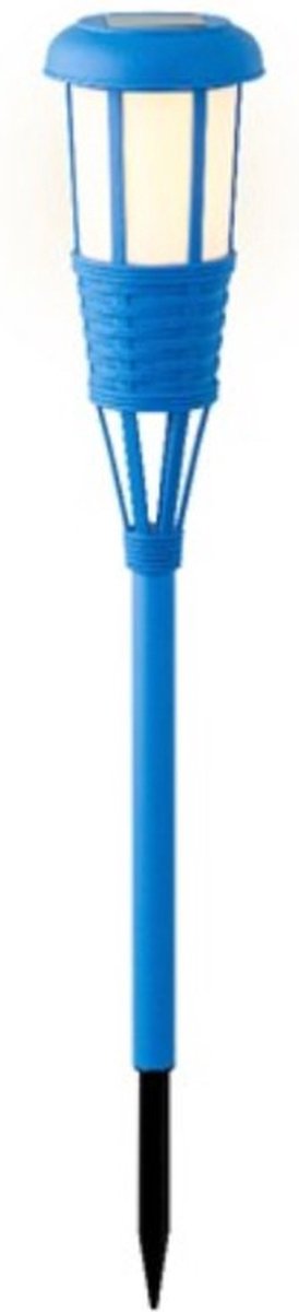 Solar tuinfakkel/tuinlamp blauw op zonne-energie 61 cm - Prikspots tuinverlichting