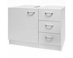 Deuba Wastafelonderkast met Uitsparing – 1 Deur en 3 Lades – 63x54x30cm – Wit