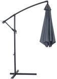 Antracietkleurige Kingsleeve zweefparasol, Ø300cm, met UV bescherming 80+, gesloten.