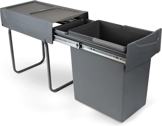 BLANCO Select II 50/3, afvalafvalsysteem, voor 50 cm brede onderkasten, uittreksysteem voor frontverbinding, 1 x 19 liter en 2 x 8 liter emmer, 1 x emmerdeksel 8 liter, 400 mm uittrekdiepte