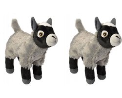 2x stuks pluche knuffel geit grijs 20 cm - Boerderij knuffeldieren geiten