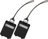 Paquet de 2 x étiquettes de valise noir 9,5 cm - Accessoire de voyage valise de voyage