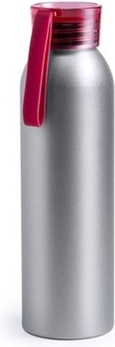 Aluminium drinkfles/waterfles met rode dop 650 ml - Drinkflessen
