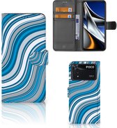 Book Case Xiaomi Poco X4 Pro 5G Hoesje Waves Blue