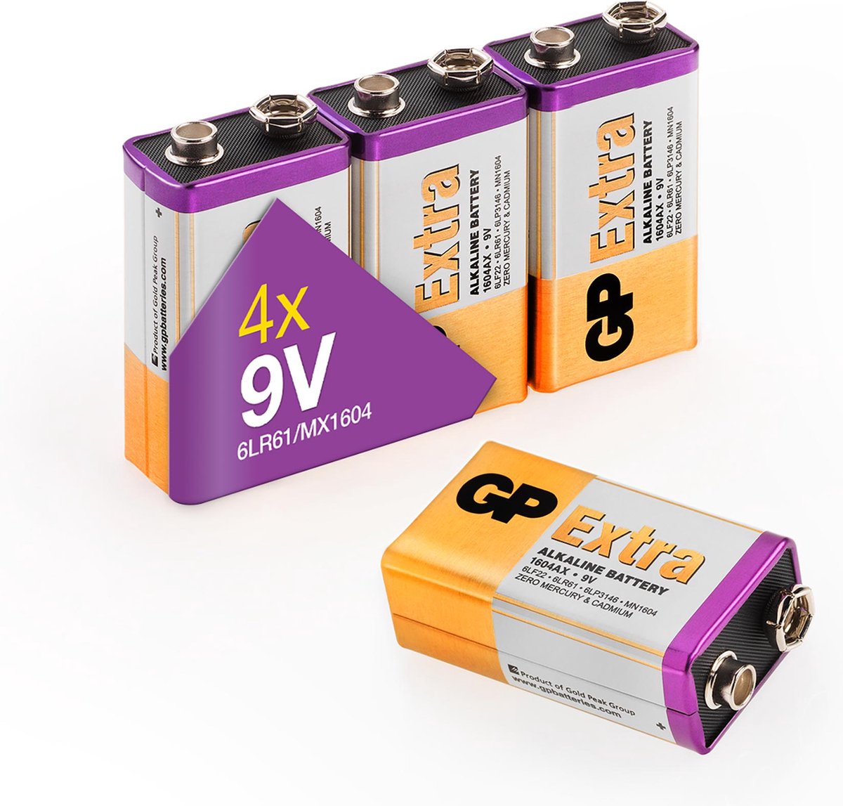 GP Extra Alkaline batterijen 9V batterij 9 volt batterij 6LR61 4 stuks bol