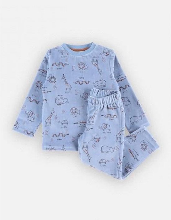 Noukie's - Pyjama - Unie -  Blauw - Dieren all over - 7/8jaar 122 / 128