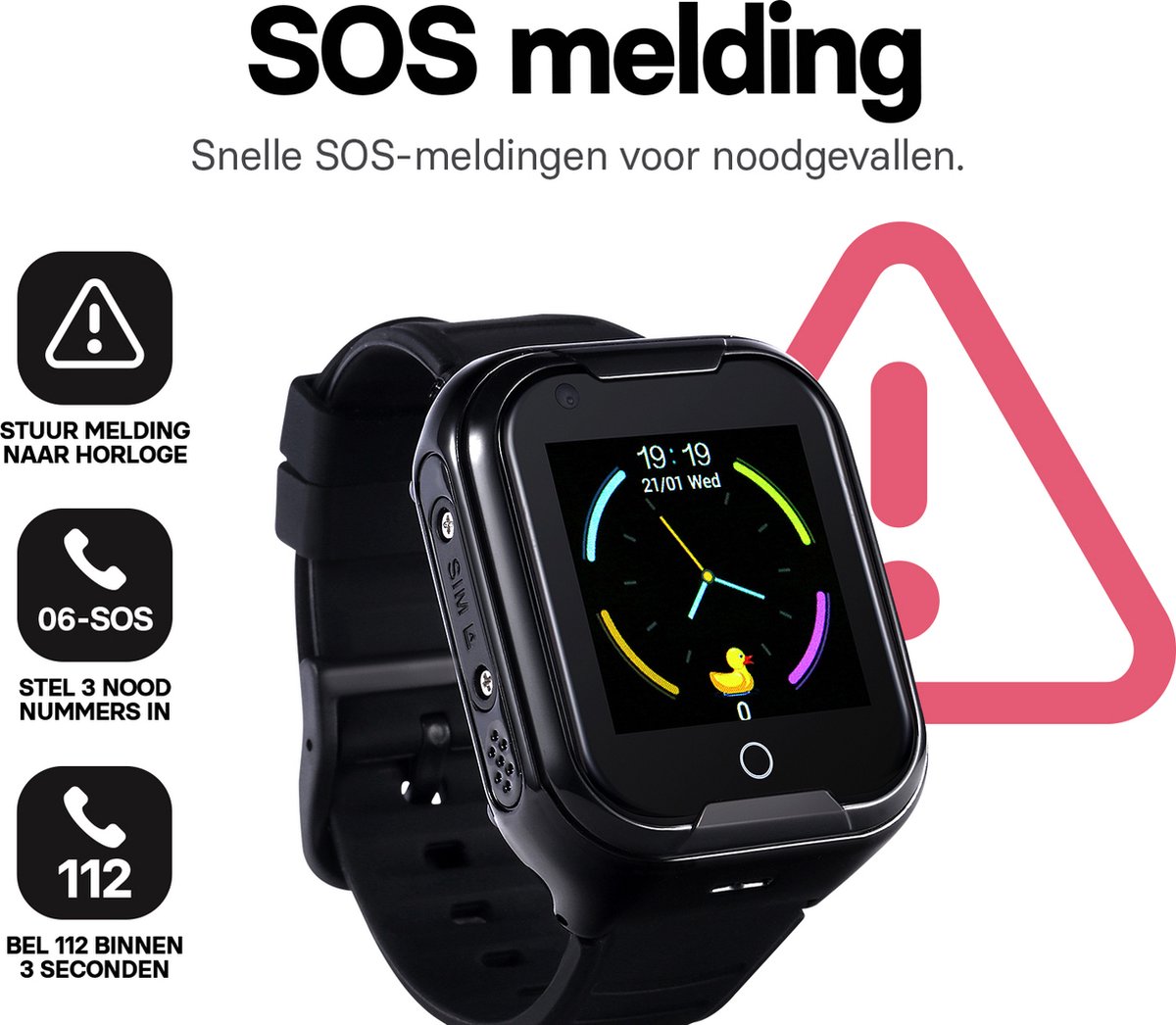 Wonlex GPS horloge kind tracker VideoCall 4G AQUA Wifi Zwart SOS videobellen IP67. bol