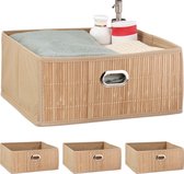 Relaxdays 4x panier de rangement salle de bain - panier en bambou - organisateur de placard - boîte de rangement - boîte de rangement
