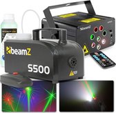 Party laser met rookmachine - BeamZ Acrux laser rood/groen met LED's
