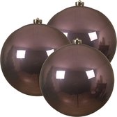 3x stuks kunststof kerstballen lila paars - 14 cm - glans - Onbreekbare plastic kerstballen