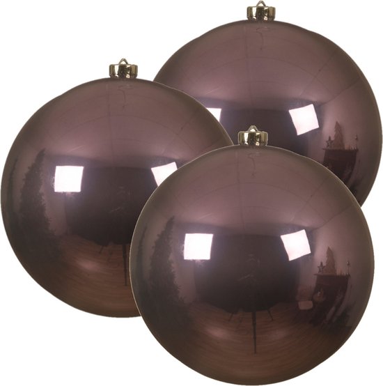 3x pcs boules de Noël en plastique violet lilas - 14 cm - brillant - Boules de Noël en plastique incassables