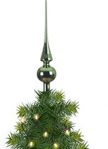 Kerstboom glazen piek kerst groen glans 26 cm - Pieken/kerstpieken
