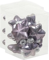 24x Étoiles Pendentifs de Noël/Boules de Noël lilas violet en verre - 4 cm - mat/brillant - Décorations Décorations pour sapins de Noël