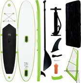 Bol.com vidaXL Stand Up Paddleboard met zeilset opblaasbaar groen en wit aanbieding