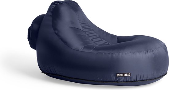Softybag stoel Blauw - Luchtbedden - Luchtzak - Air lounger - Ligzak - Luchtbank - Opblaasbare stoel - Luchtzak strand - Opblaasbare zitzak - Marine blauw - Opblaasbare bank - Lijkt op Lamzac