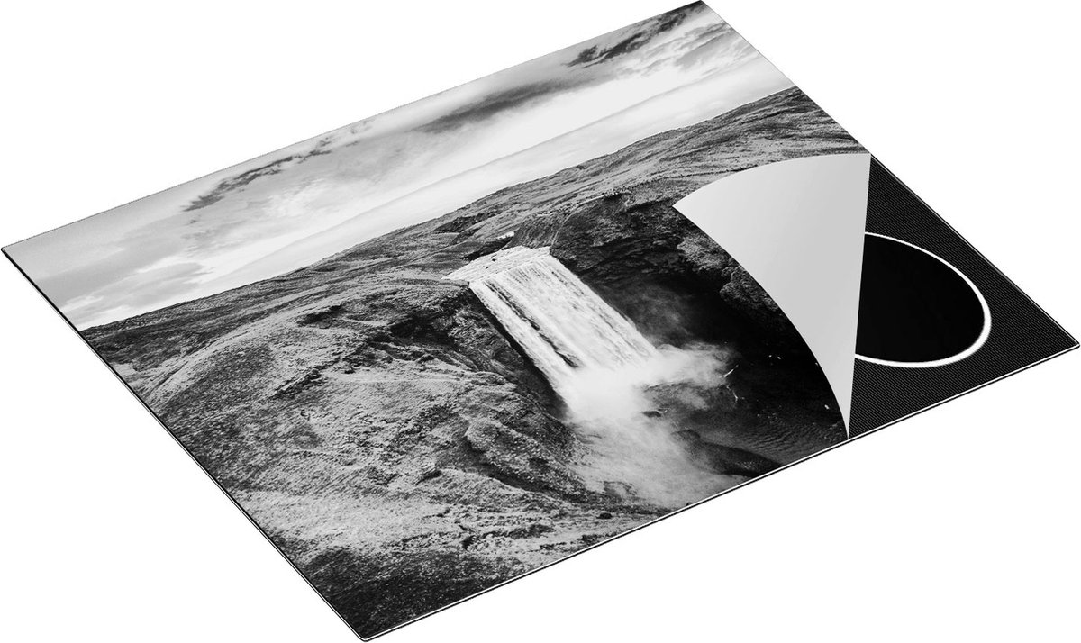 Chefcare Inductie Beschermer Waterval in het Groene Landschap - Zwart Wit - 65x55 cm - Afdekplaat Inductie - Kookplaat Beschermer - Inductie Mat