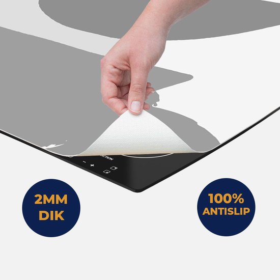 Chefcare Inductie Beschermer Abstracte Kunst in Scandinavische Stijl - Zwart Wit - 95x55 cm - Afdekplaat Inductie - Kookplaat Beschermer - Inductie Mat