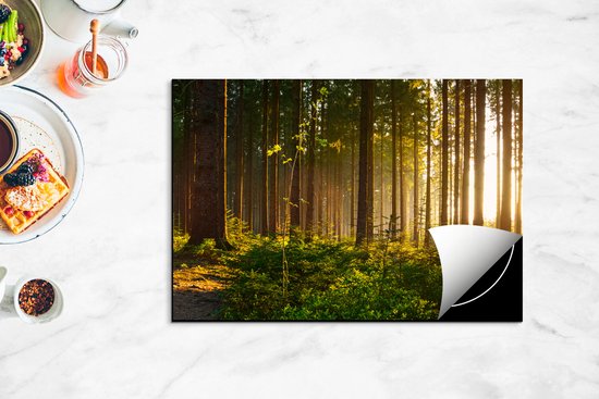 Chefcare Inductie Beschermer Bos met Zon tussen de Bomen - 75x50 cm - Afdekplaat Inductie - Kookplaat Beschermer - Inductie Mat