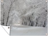 Affiche jardin - Hiver - Neige - Toile jardin - Peinture jardin arbres - Arbres - Décoration de jardin - Nature - 120x90 cm
