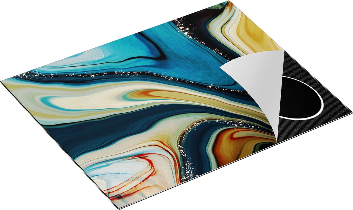 Chefcare Inductie Beschermer Abstracte Kunst- Verschillende Kleuren Marmer - 65x52 cm - Afdekplaat Inductie - Kookplaat Beschermer - Inductie Mat