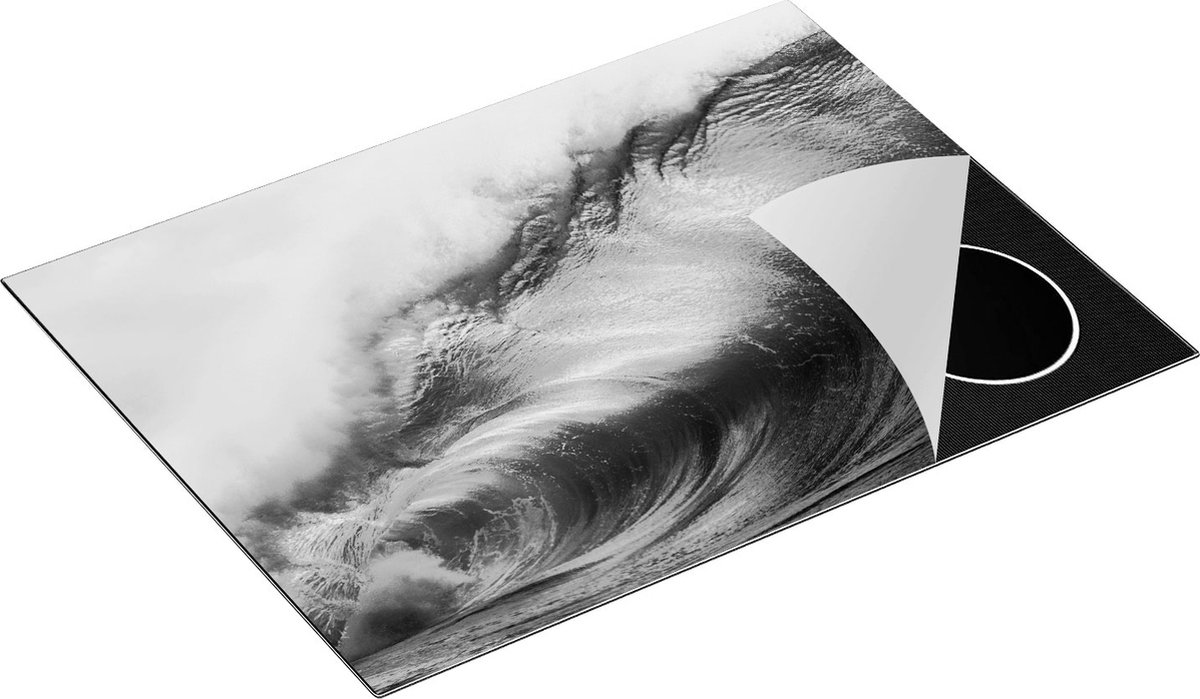 Chefcare Inductie Beschermer Grote Golfen op de Heldere Zee - Zwart Wit - 71x52 cm - Afdekplaat Inductie - Kookplaat Beschermer - Inductie Mat