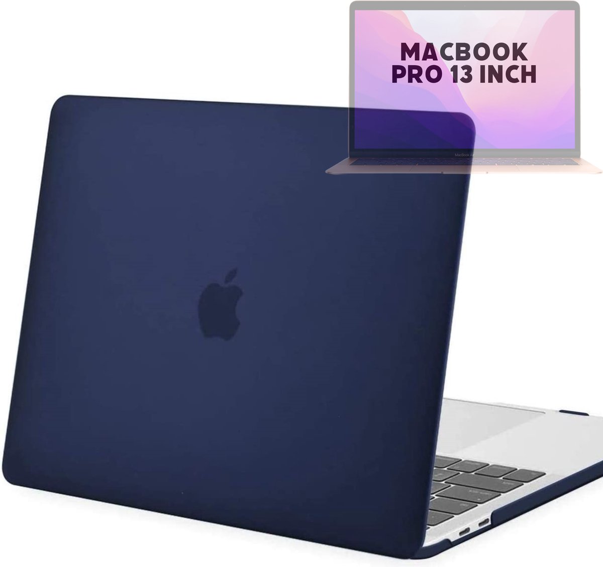 Hardcover Case Cover Voor Apple Macbook Pro 13.3 Inch 2020/2021 (A2289/A2251/A2338//A2519/A1706/A1708/1989) Hard Shell Hoes - Notebook Sleeve Skin Protector Hardshell - Hardcase Beschermhoes - Crystal Clear - Donker Blauw