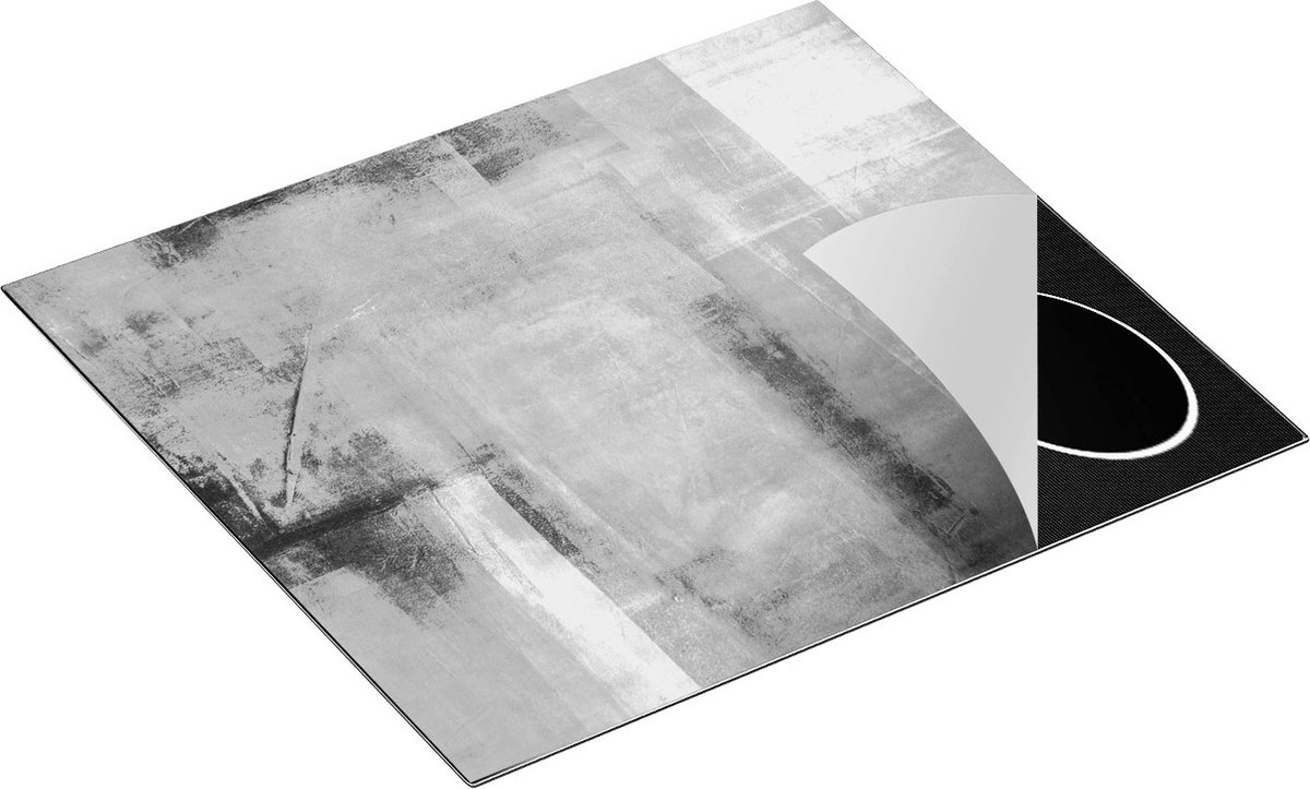 Chefcare Inductie Beschermer Abstracte Kunst - Zwart Wit - 57,6x51,6 cm - Afdekplaat Inductie - Kookplaat Beschermer - Inductie Mat