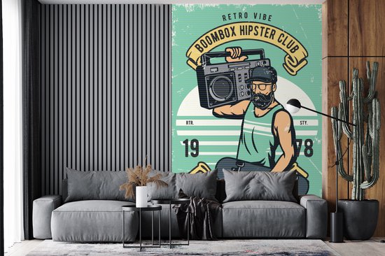 Papier peint - Papier peint photo Radio - Skateboard - Rétro - Largeur 180 cm x Hauteur 280 cm