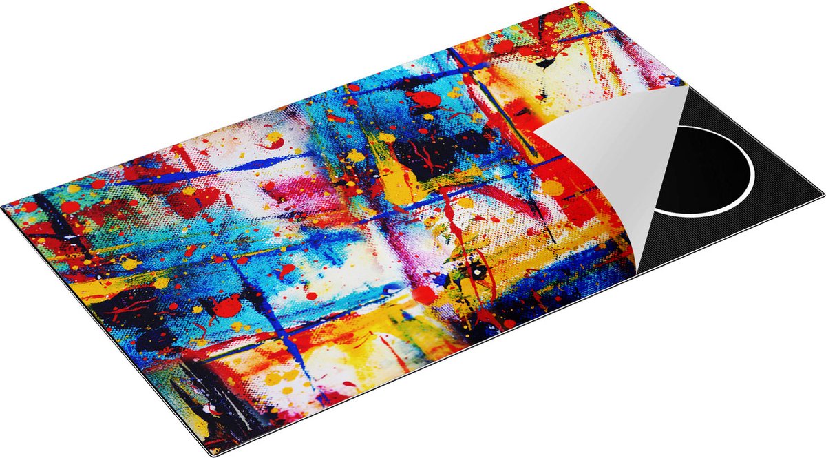 Chefcare Inductie Beschermer Abstracte Kunst - Kleurvolle Hand Gemaakte Acryl - 90x55 cm - Afdekplaat Inductie - Kookplaat Beschermer - Inductie Mat