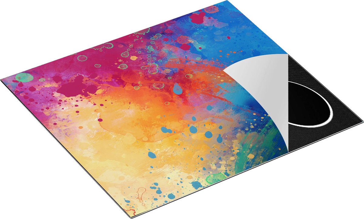 Chefcare Inductie Beschermer Abstracte Kunst - Waterkleuren Structuur - 60x55 cm - Afdekplaat Inductie - Kookplaat Beschermer - Inductie Mat
