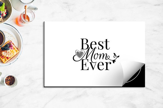 Chefcare Inductie Beschermer Best mom ever - Moederdag - Mama - Zwart Wit - 78x52 cm - Afdekplaat Inductie - Kookplaat Beschermer - Inductie Mat