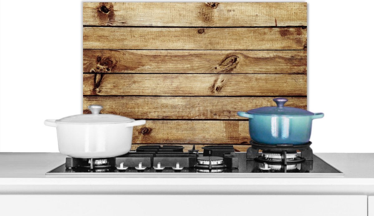 KitchenYeah - Spatscherm keuken - Spatbord - Plank - Hout - Patroon - Structuur - Spatwand - 70x50 cm