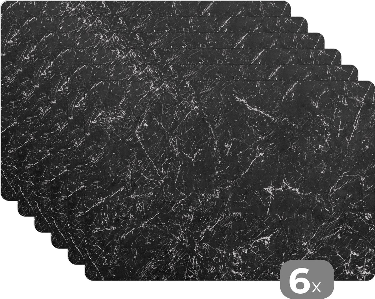 Placemats - Stenen - Marmer - Structuur - Luxe - Onderlegger - 45x30 cm - 6 stuks