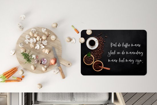 Set de table - Napperons de table plastique - Cuisine - Que le café soit fort - Café - Espresso - 45x30 cm - 6 pièces - Résistant à la chaleur - Antidérapant - Coussin - Amovible