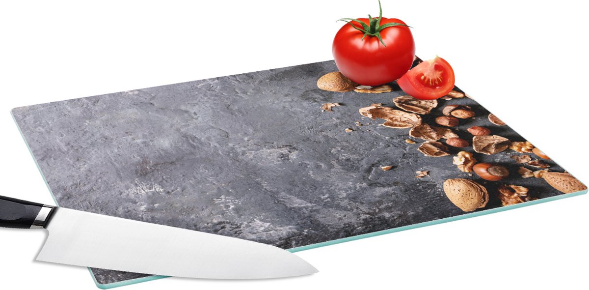 Glazen Snijplank - 39x28 - Noten - Herfst - Keuken - Industrieel - Snijplanken Glas