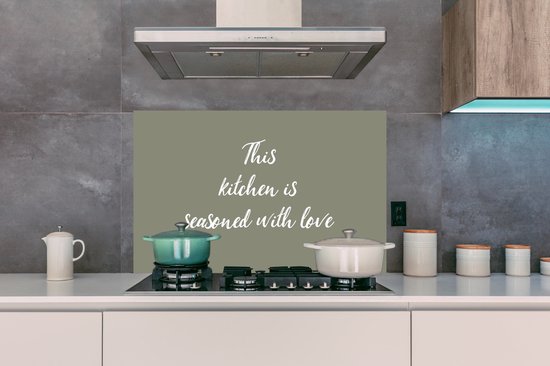 Spatscherm keuken 100x65 cm - Kookplaat achterwand Liefde - Quotes ...