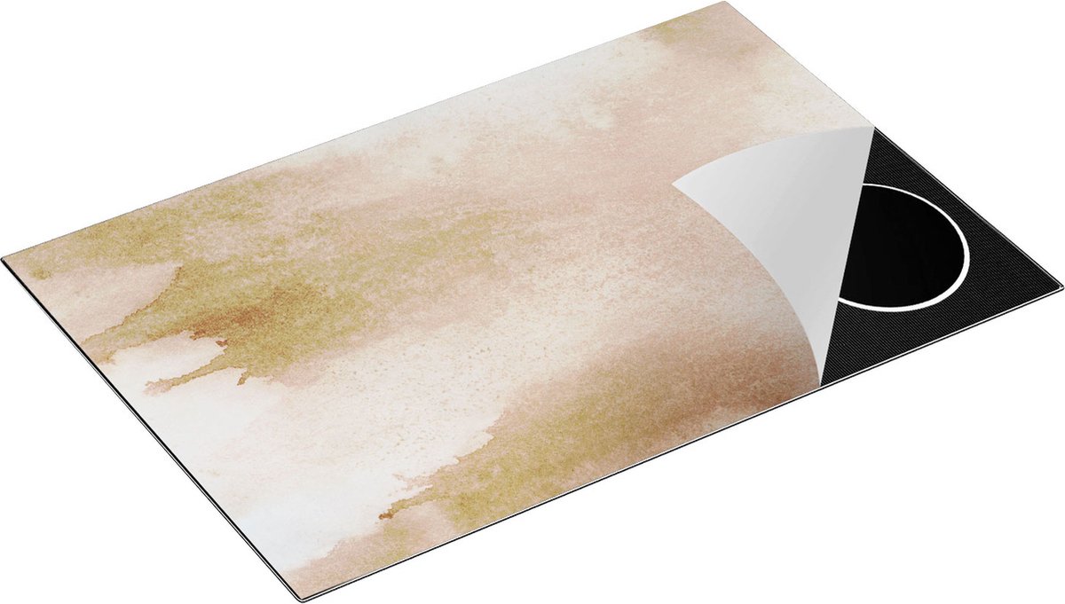 Chefcare Inductie Beschermer Abstracte Kunst - Beige - 78x52 cm - Afdekplaat Inductie - Kookplaat Beschermer - Inductie Mat